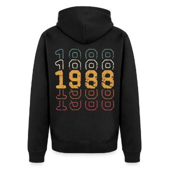1988 - Unisex Premium Organic Zip Hoodie - black - Back - Nico (187cm)