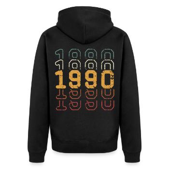 1990 - Unisex Premium Organic Zip Hoodie - black - Back - Nico (187cm)