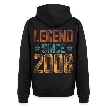 2008 Naissance Année de naissance Anniversaire - Veste à capuche bio Premium Unisexe - noir - Dos - Nico (187cm)