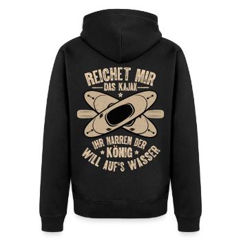 Kajak Kajakfahren - Unisex Premium Bio Zip Hoodie - Schwarz - Hinten - Nico (187cm)