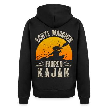 Kajak Kajakfahrerin - Unisex Premium Bio Zip Hoodie - Schwarz - Hinten - Nico (187cm)