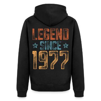 1977 Geboren Geburtsjahr Geburtstag - Unisex Premium Bio Zip Hoodie - Schwarz - Hinten - Nico (187cm)