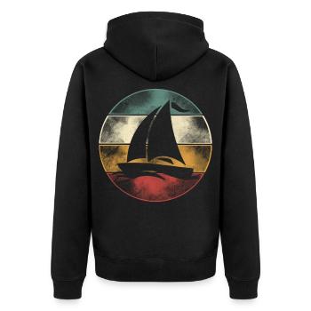 Segeln Segler Segelboot Anker - Unisex Premium Bio Zip Hoodie - Schwarz - Hinten - Nico (187cm)