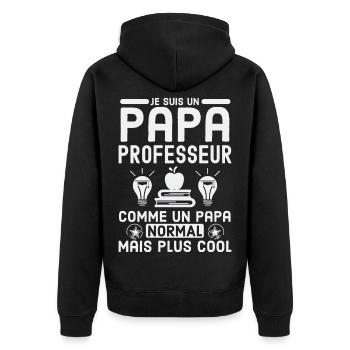Papa professeur 2 - Veste à capuche bio Premium Unisexe - noir - Dos - Nico (187cm)