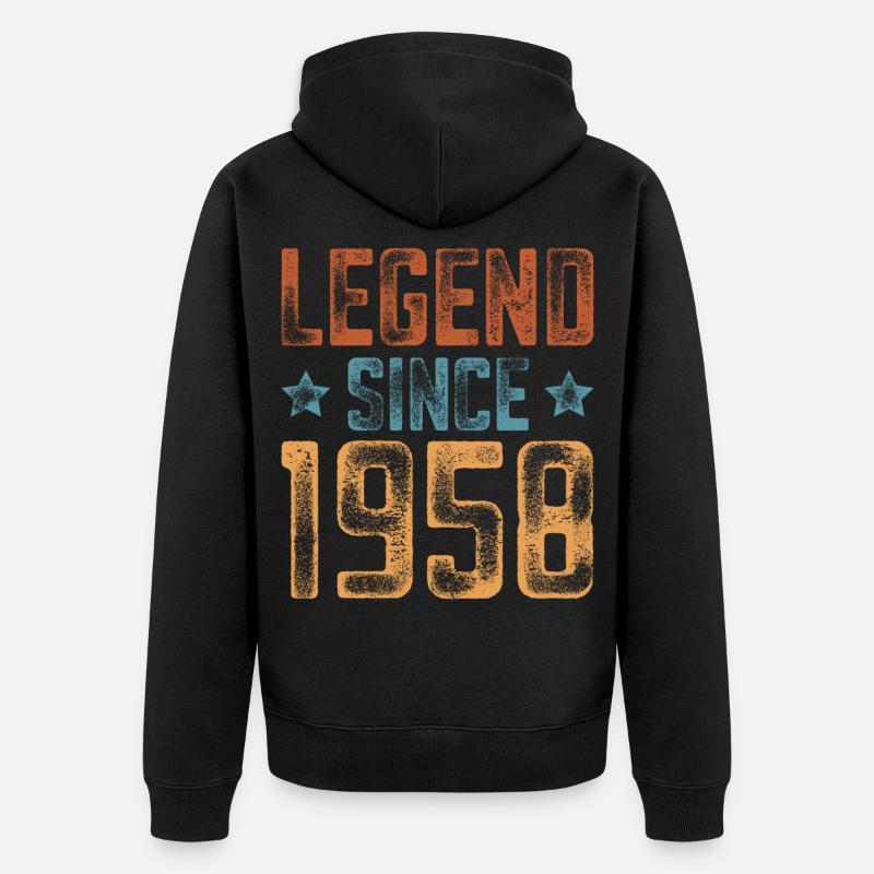 1958 Naissance Année de naissance Anniversaire - Veste à capuche bio Premium Unisexe - noir