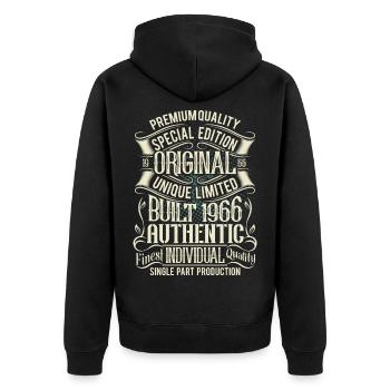 1966 Geboren Geburtstag Retro Vintage - Unisex Premium Bio Zip Hoodie - Schwarz - Hinten - Nico (187cm)