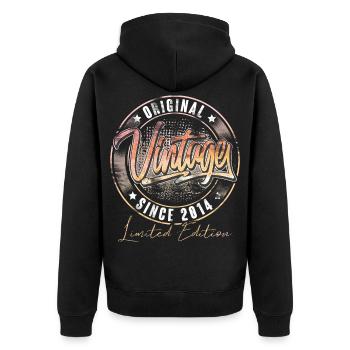 2014 Geburtsjahr Geburtstag Vintage - Unisex Premium Bio Zip Hoodie - Schwarz - Hinten - Nico (187cm)