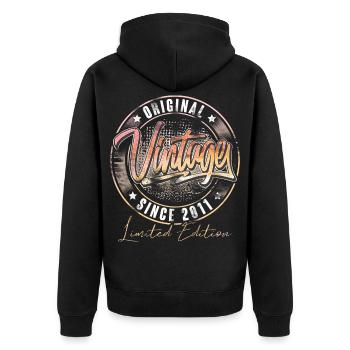 2011 Geburtsjahr Geburtstag Vintage - Unisex Premium Bio Zip Hoodie - Schwarz - Hinten - Nico (187cm)
