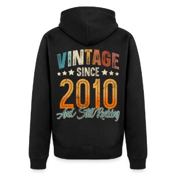 2010 Geburtsjahr Geburtstag Baujahr Vintage - Unisex Premium Bio Zip Hoodie - Schwarz - Hinten - Nico (187cm)