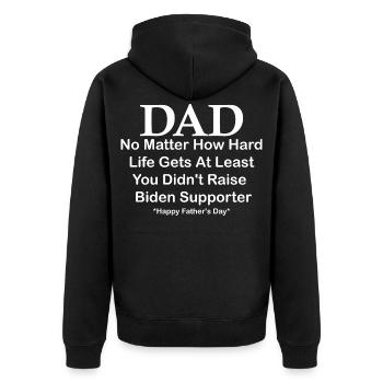 Papa Happy Father S Day, egal wie schwer das Leben wird - Unisex Premium Bio Zip Hoodie - Schwarz - Hinten - Nico (187cm)