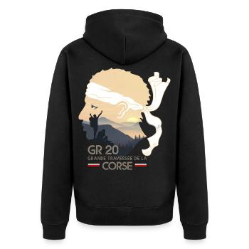 Randonnée corse GR20 GR 20 cadeau randonneurs trek - Veste à capuche bio Premium Unisexe - noir - Dos - Nico (187cm)