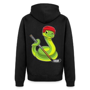 Schlange Eishockey Eishockeyschläger - Unisex Premium Bio Zip Hoodie - Schwarz - Hinten - Nico (187cm)