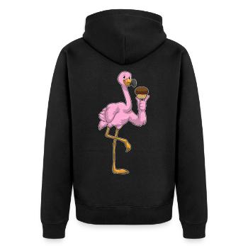 Flamingo Muffin - Unisex Premium Bio Zip Hoodie - Schwarz - Hinten - Nico (187cm)