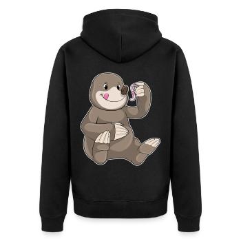 Mole Earthworm - Unisex Premium Organic Zip Hoodie - black - Back - Nico (187cm)