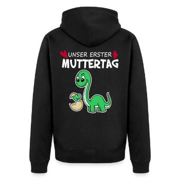 Muttertag - erster Muttertag Geschenk - Unisex Premium Bio Zip Hoodie - Schwarz - Hinten - Nico (187cm)