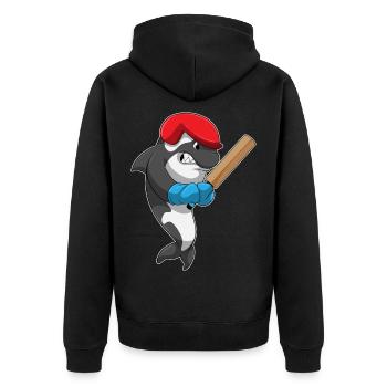 Killer Whale Cricket Cricket Bat - Unisex Premium Organic Zip Hoodie - black - Back - Nico (187cm)