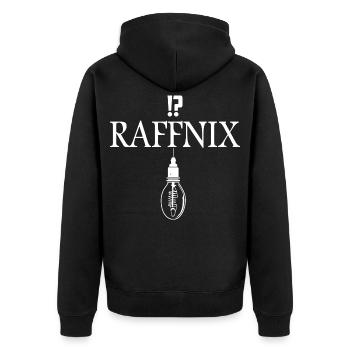 Raffnix Nerd - Unisex Premium Organic Zip Hoodie - black - Back - Nico (187cm)