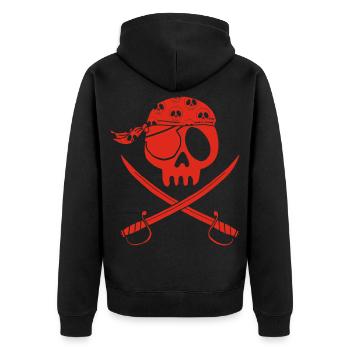 Red pirate skull - Unisex Premium Organic Zip Hoodie - black - Back - Nico (187cm)