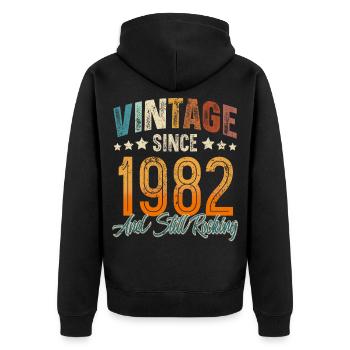 1982 Année de naissance Anniversaire Année de construction Millésime - Veste à capuche bio Premium Unisexe - noir - Dos - Nico (187cm)