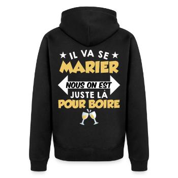 Humour EVG Cadeau Futur Marié Garçon Mariage Team - Veste à capuche bio Premium Unisexe - noir - Dos - Nico (187cm)
