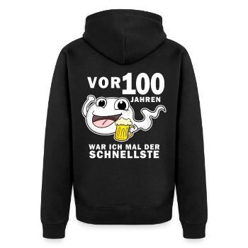 100 Jahre - 100. Geburtstag lustig Spruch - Unisex Premium Bio Zip Hoodie - Schwarz - Hinten - Nico (187cm)