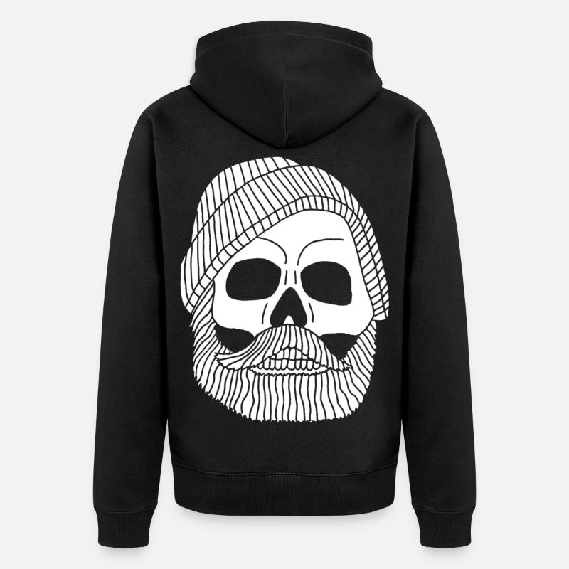 Crâne de marin pêcheur blanc - Veste à capuche bio Premium Unisexe - noir