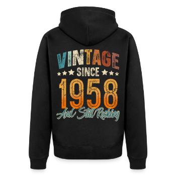 1958 Geburtsjahr Geburtstag Baujahr Vintage - Unisex Premium Bio Zip Hoodie - Schwarz - Hinten - Nico (187cm)