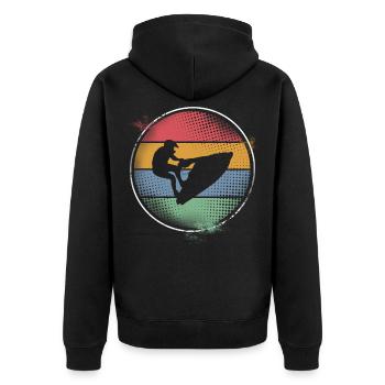 Jetski - Unisex Premium Bio Zip Hoodie - Schwarz - Hinten - Nico (187cm)