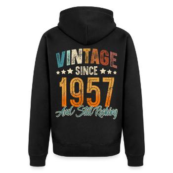 1957 Année de naissance Anniversaire Année de construction Millésime - Veste à capuche bio Premium Unisexe - noir - Dos - Nico (187cm)