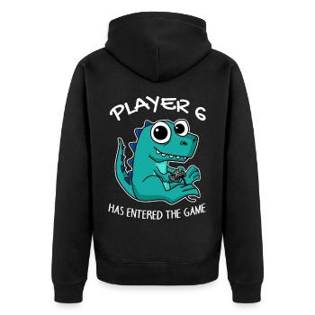 Spieler 6 hat das Spiel Betreten Baby - Unisex Premium Bio Zip Hoodie - Schwarz - Hinten - Nico (187cm)