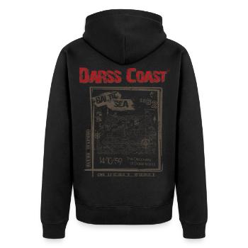 Darss Coast - Dein Statement für den Darß - Unisex Premium Bio Zip Hoodie - Schwarz - Hinten - Nico (187cm)