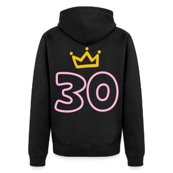30th birthday Krone 30 years - Unisex Premium Organic Zip Hoodie - black - Back - Nico (187cm)