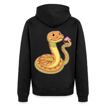 Schlange Muffin - Unisex Premium Bio Zip Hoodie - Schwarz - Hinten - Nico (187cm)