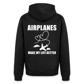 Airplane Pilot Saying Gift - Unisex Premium Organic Zip Hoodie - black - Back - Nico (187cm)