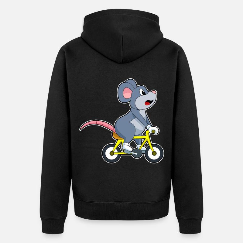 Souris avec vélo - Veste à capuche bio Premium Unisexe - noir