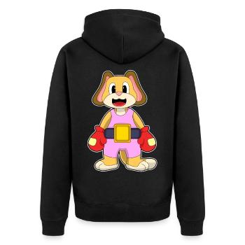Dog Boxer Boxing Gloves Boxing - Unisex Premium Organic Zip Hoodie - black - Back - Nico (187cm)