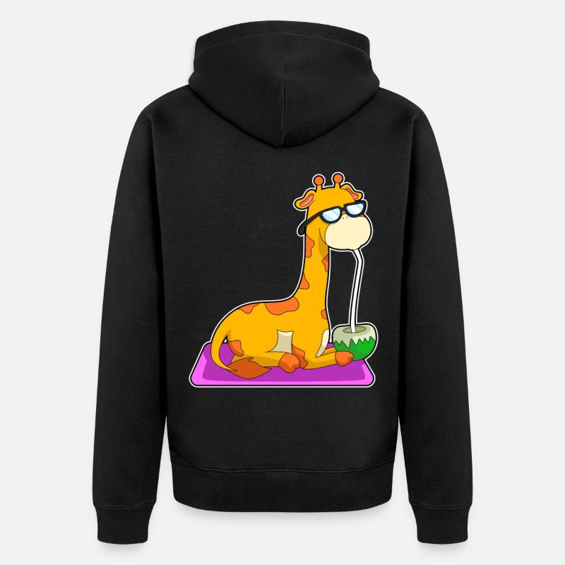 Giraffe mit Kokosnuss - Veste à capuche bio Premium Unisexe - noir