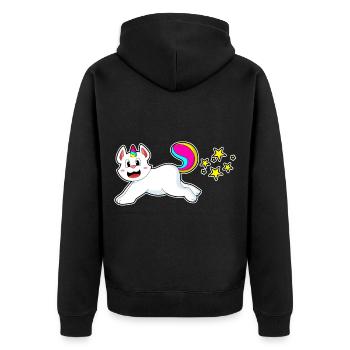 Katze Einhorn - Unisex Premium Bio Zip Hoodie - Schwarz - Hinten - Nico (187cm)