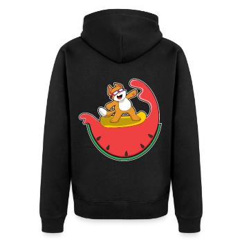 Katze Surfen Surfbrett Sommer - Unisex Premium Bio Zip Hoodie - Schwarz - Hinten - Nico (187cm)