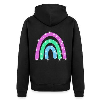 Polysexual Glitzer Regenbogen - Unisex Premium Bio Zip Hoodie - Schwarz - Hinten - Nico (187cm)