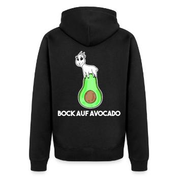 Bock auf Avocado - Ziege Ziegenbock - Unisex Premium Bio Zip Hoodie - Schwarz - Hinten - Nico (187cm)