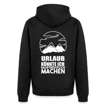 Urlaub Reise Urlaubsziel - Unisex Premium Bio Zip Hoodie - Schwarz - Hinten - Nico (187cm)