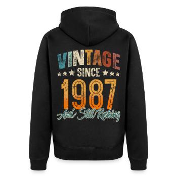1987 Année de naissance Anniversaire Année de construction Millésime - Veste à capuche bio Premium Unisexe - noir - Dos - Nico (187cm)