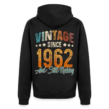 1962 Année de naissance Anniversaire Année de construction Millésime - Veste à capuche bio Premium Unisexe - noir - Dos - Nico (187cm)