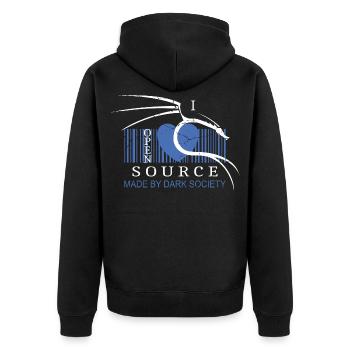 I Love Open Source Software - Unisex Premium Organic Zip Hoodie - black - Back - Nico (187cm)