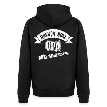coolster Opa - Unisex Premium Bio Zip Hoodie - Schwarz - Hinten - Nico (187cm)