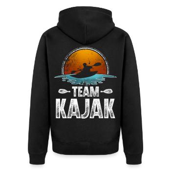 Kajak Kajakfahrer Kajaker Team - Unisex Premium Bio Zip Hoodie - Schwarz - Hinten - Nico (187cm)