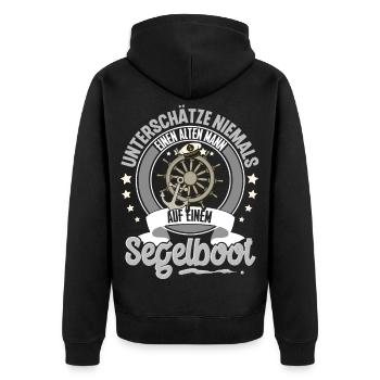 Segeln Segler Segelboot - Unisex Premium Bio Zip Hoodie - Schwarz - Hinten - Nico (187cm)