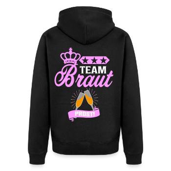 Team Braut JGA Shirt Junggesellinnenabschied Idee - Unisex Premium Bio Zip Hoodie - Schwarz - Hinten - Nico (187cm)