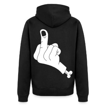 Main coupée et vulgarité (blanc) - Veste à capuche bio Premium Unisexe - noir - Dos - Nico (187cm)
